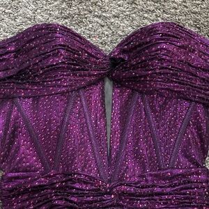 Sparkle Strapless hoco Dress in Deep Purple